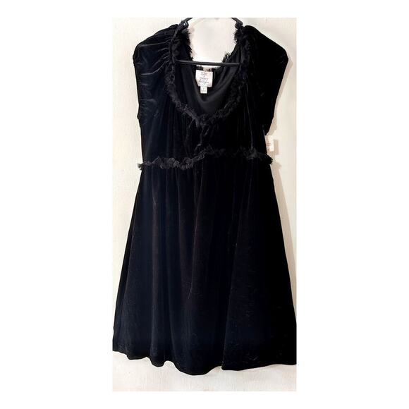 Suzi Chin Velvet Mini Dress With Silk Details Size 6 Fit & Flare Empire Waist - Picture 2 of 10